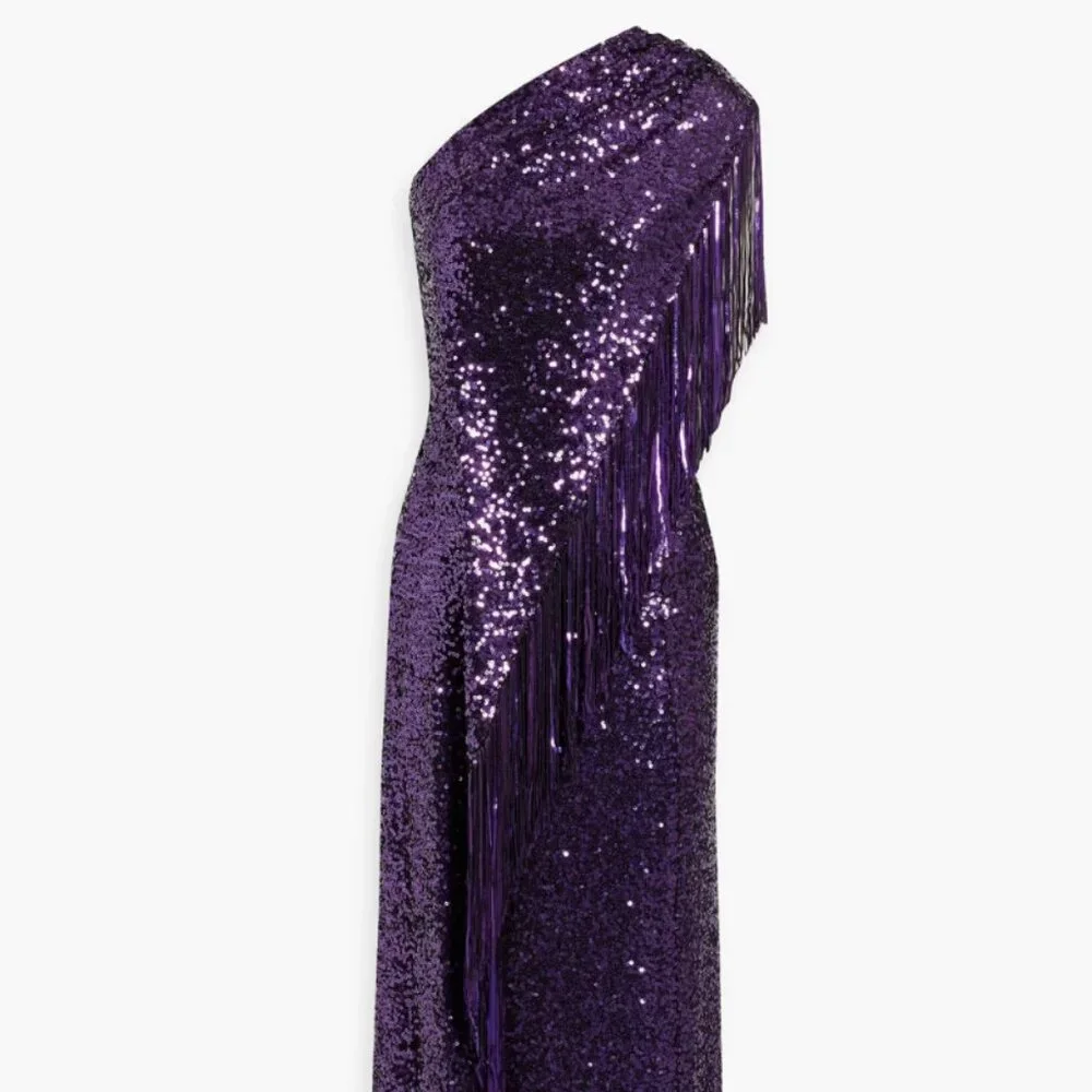 Badgley Mischka One-Shoulder Purple Sequin Gown - Picture 2 of 5